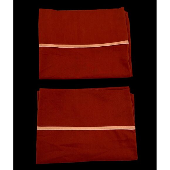 Vintage Pillowcases Rust Orange Standard Set 1970s Sears Retro Bedding - Picture 2 of 8